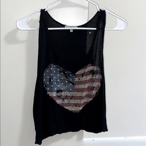 American flag heart crop top